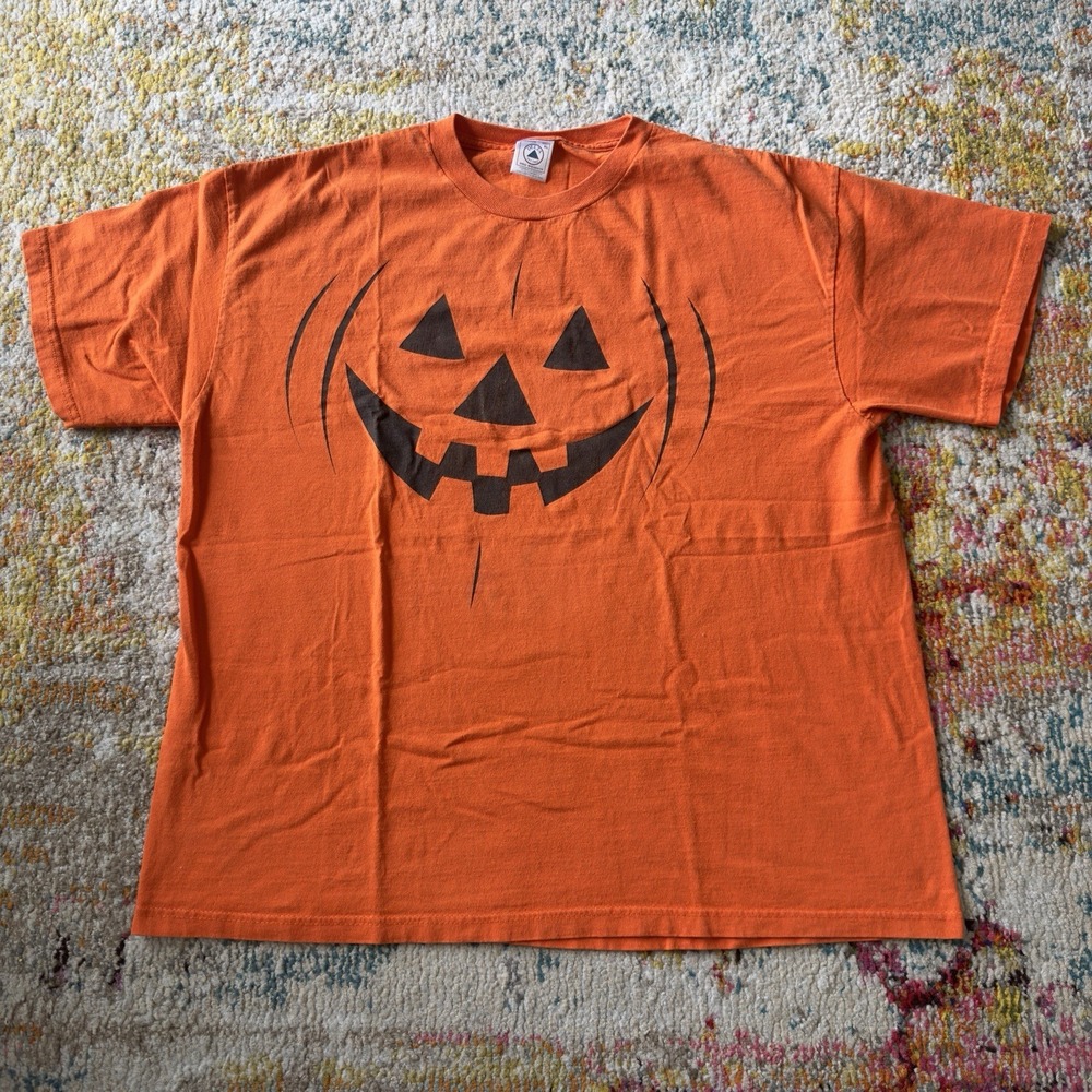 Vintage Y2K Delta Pro Weight Halloween Jack O Lantern Pumpkin Graphic T Shirt XL